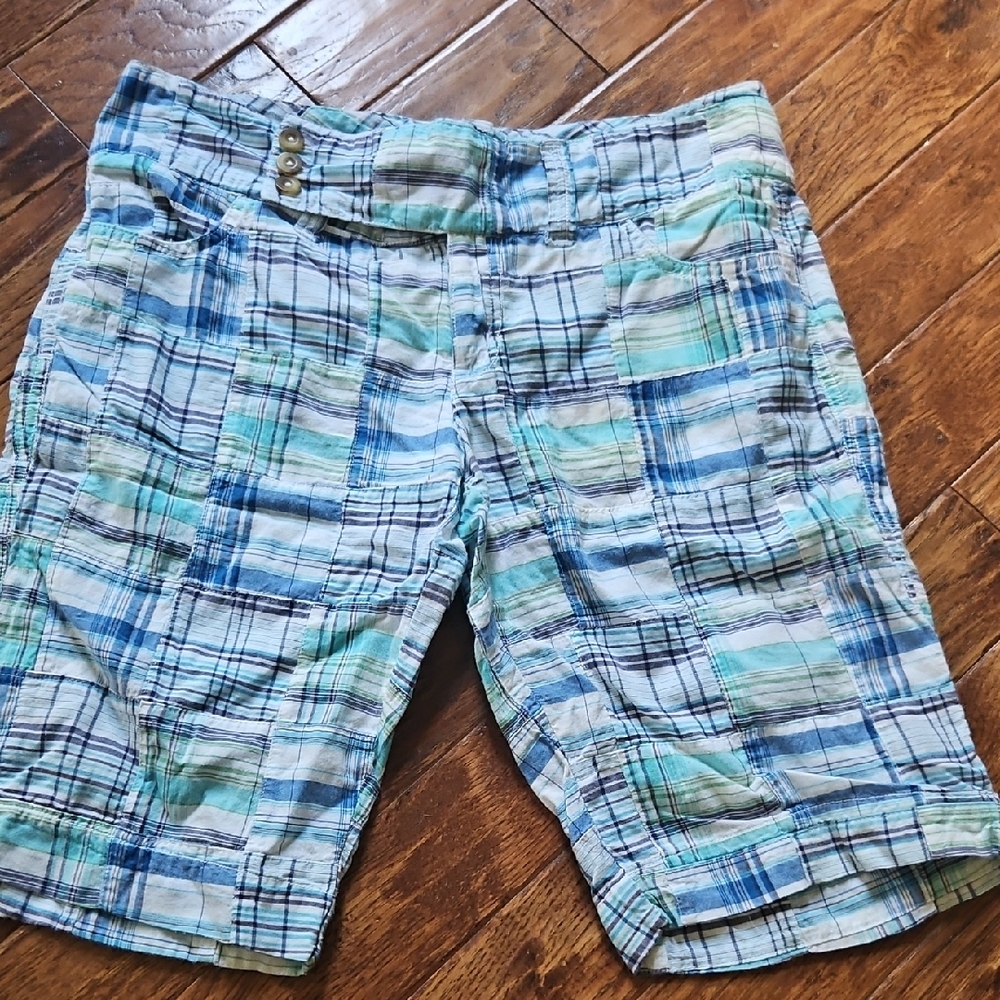 GLO Jeans Blue Plaid Women's Bermudas
